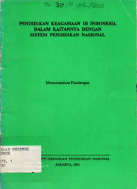 Pendidikan keagmaan di Indonesia dalam kaitannya dengan sistem pendidikan nasional